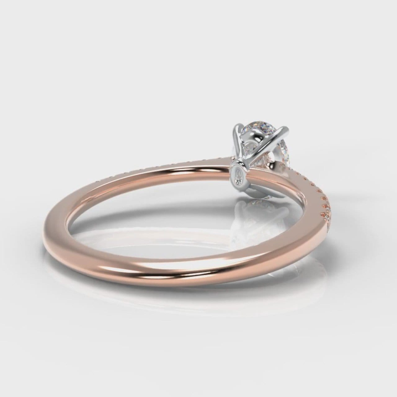 Petite Micropavé Oval Diamond Engagement Ring - Rose Gold
