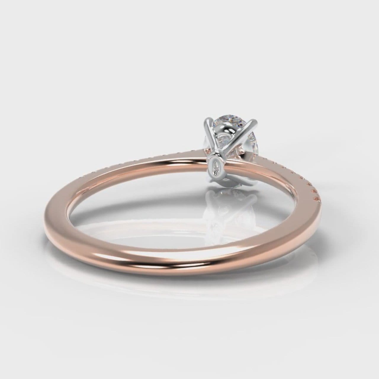 Petite Micropavé Oval Diamond Engagement Ring - Rose Gold