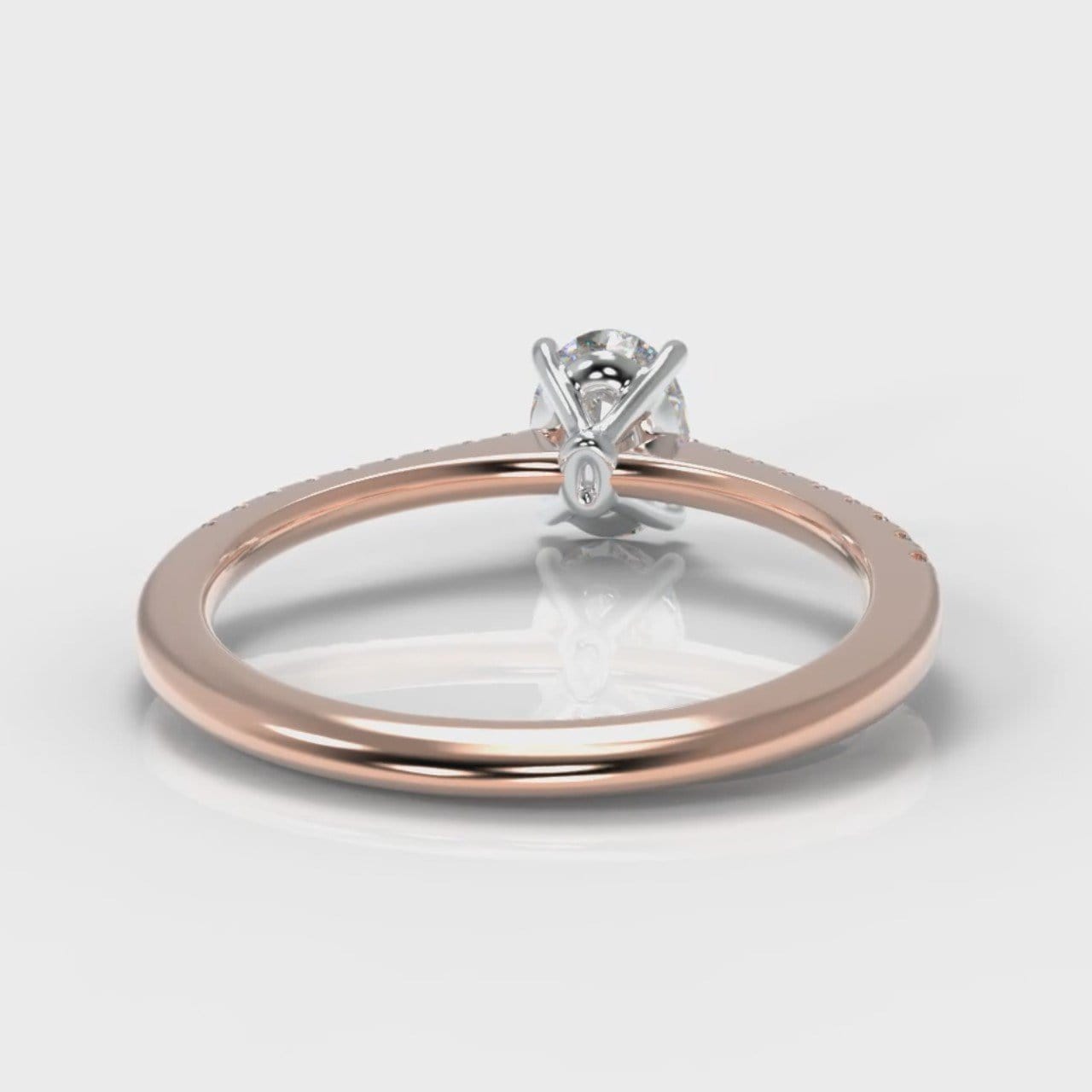 Petite Micropavé Oval Diamond Engagement Ring - Rose Gold