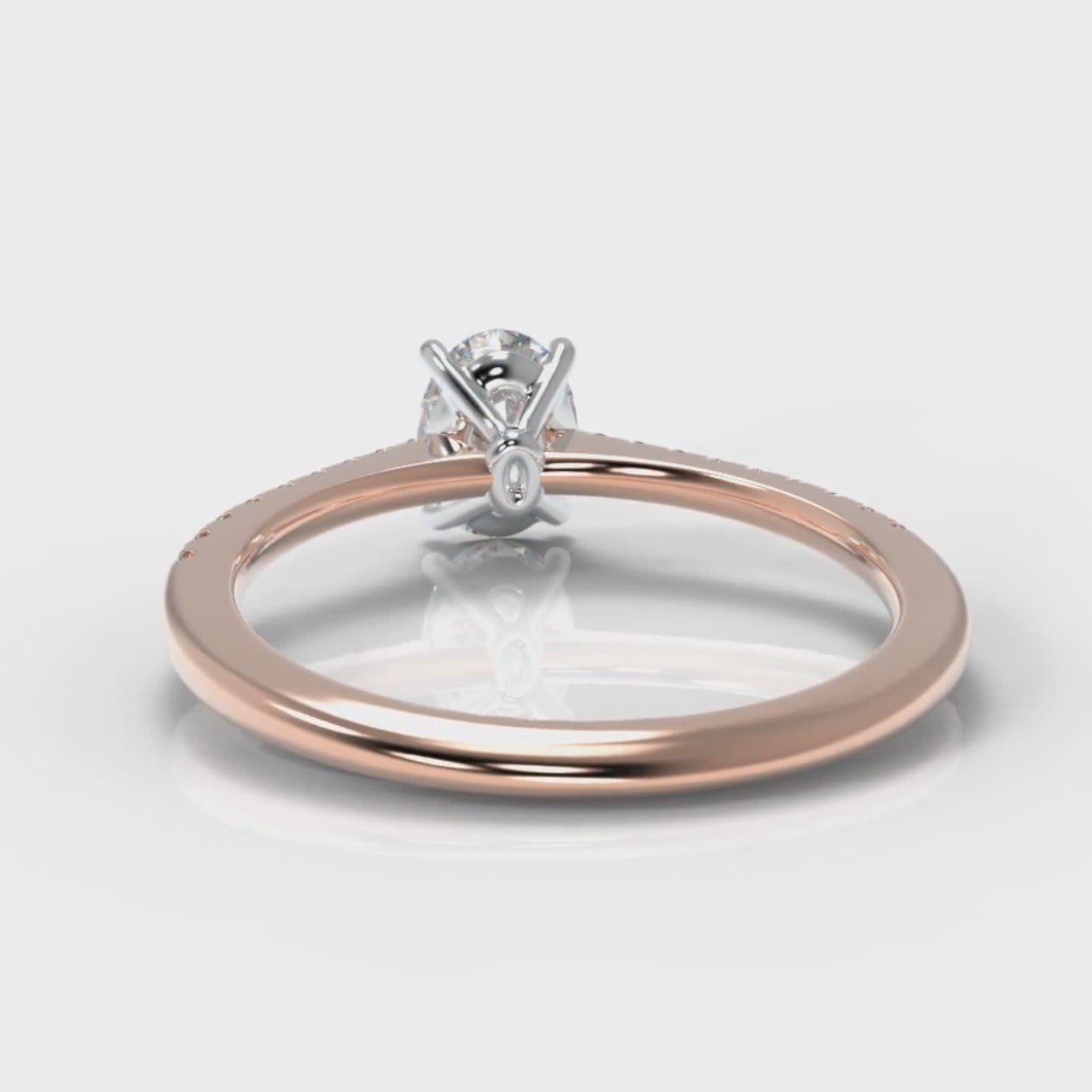 Petite Micropavé Oval Diamond Engagement Ring - Rose Gold