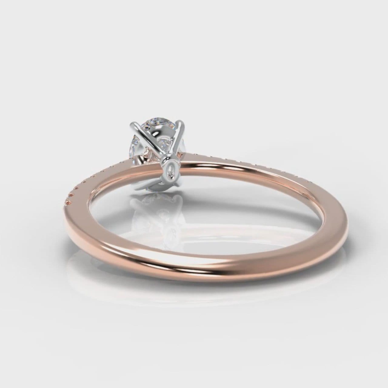 Petite Micropavé Oval Diamond Engagement Ring - Rose Gold