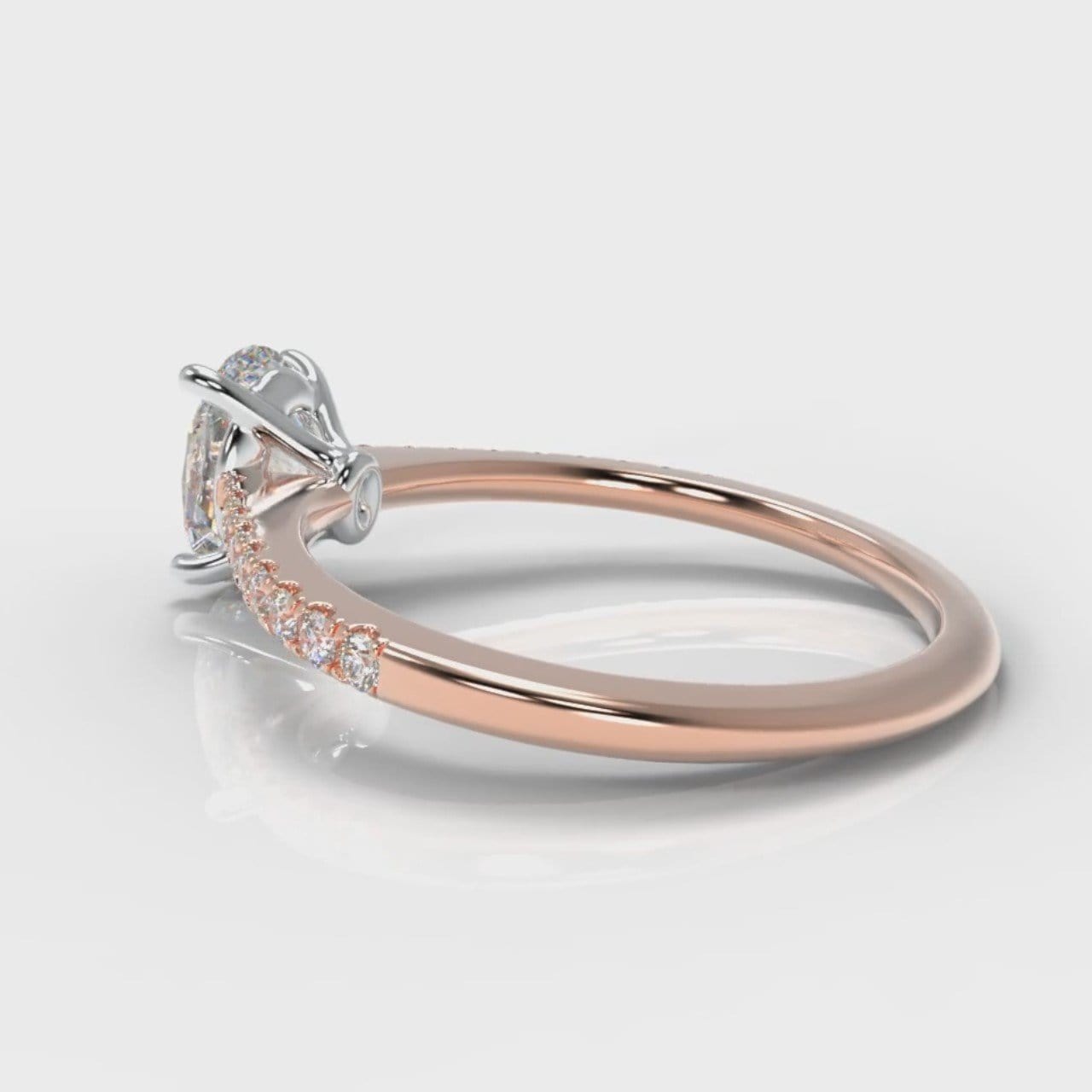 Petite Micropavé Oval Diamond Engagement Ring - Rose Gold