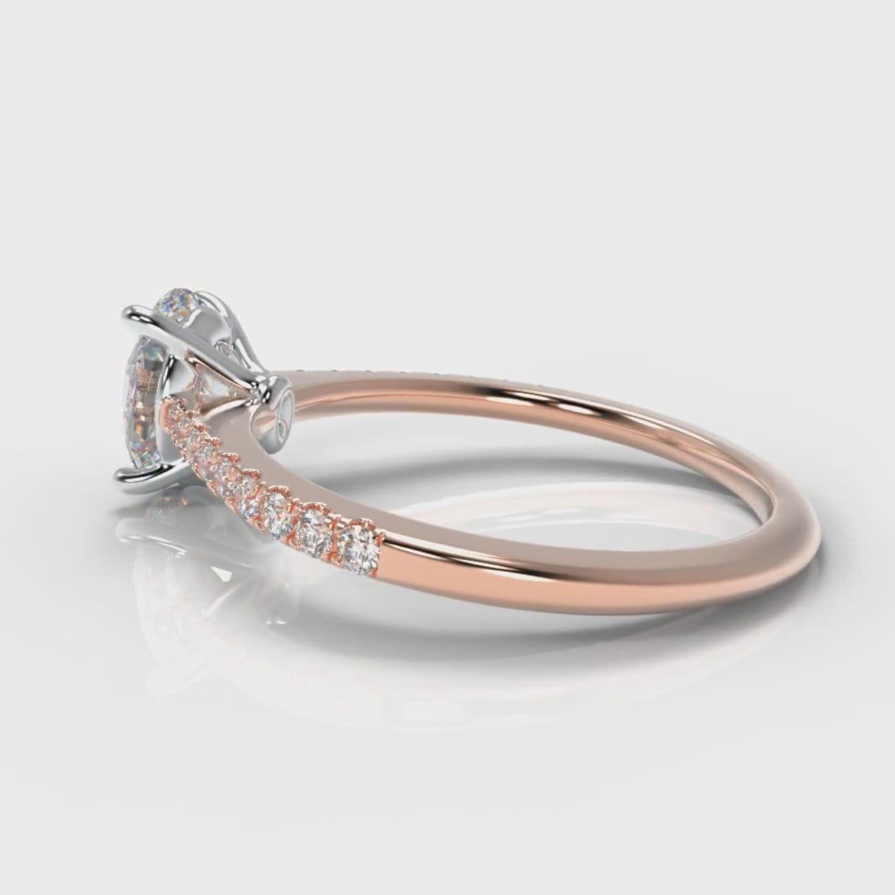 Petite Micropavé Oval Diamond Engagement Ring - Rose Gold