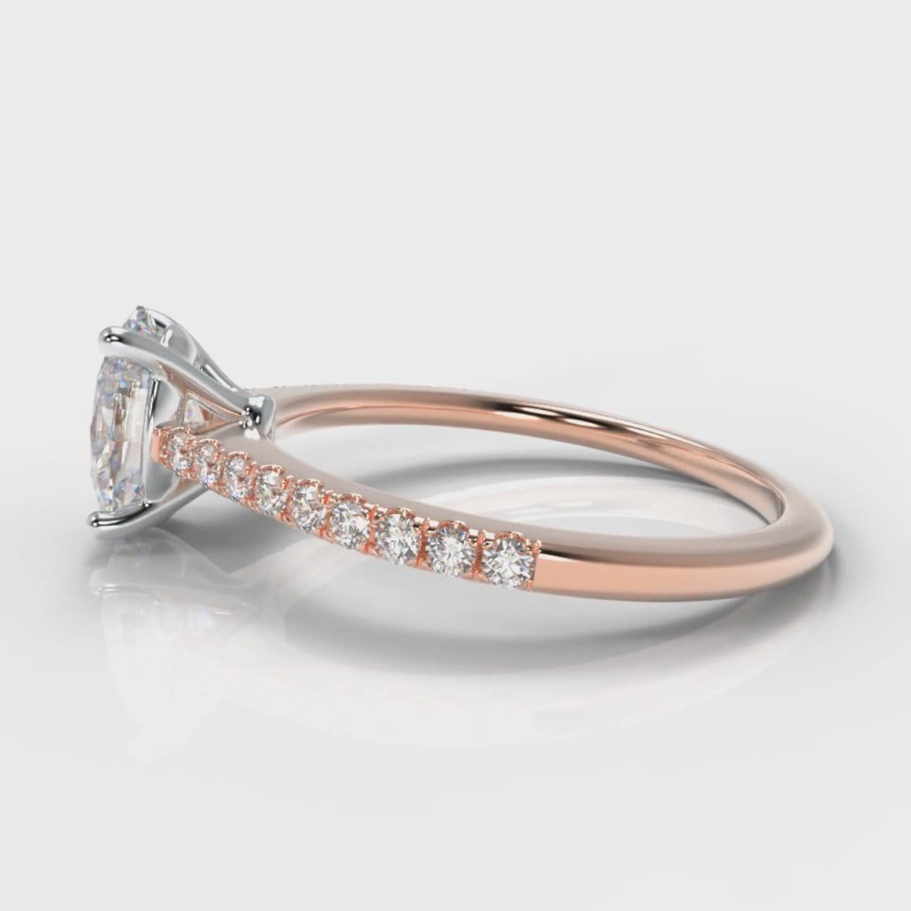 Petite Micropavé Oval Diamond Engagement Ring - Rose Gold