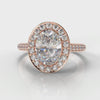 Pavé Oval Diamond Halo Engagement Ring - Rose Gold