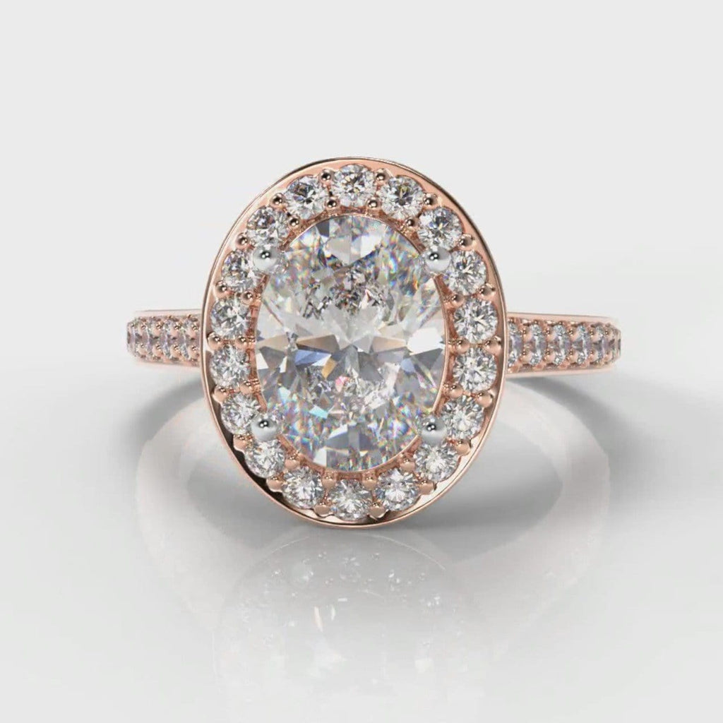 Pavé Oval Diamond Halo Engagement Ring - Rose Gold