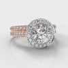 Pavé Round Brilliant Diamond Halo Bridal Set - Two Tone Rose Gold