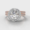 Pavé Round Brilliant Diamond Halo Bridal Set - Two Tone Rose Gold