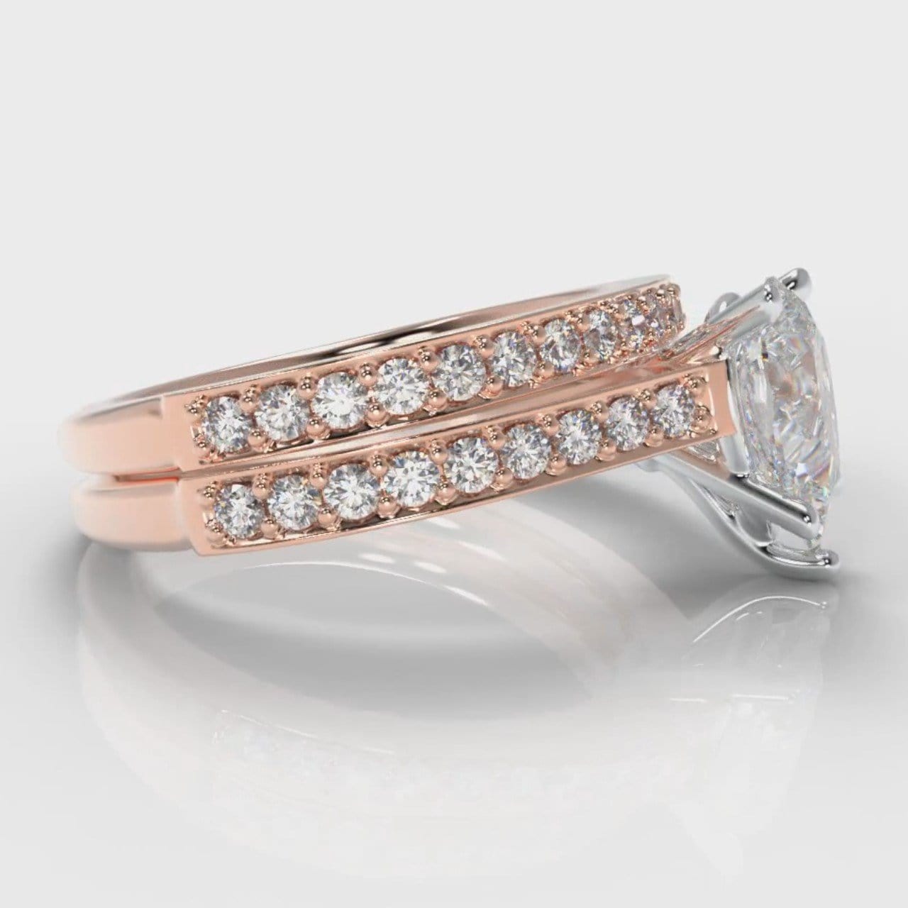 Pavé Pear Diamond Bridal Set - Rose Gold