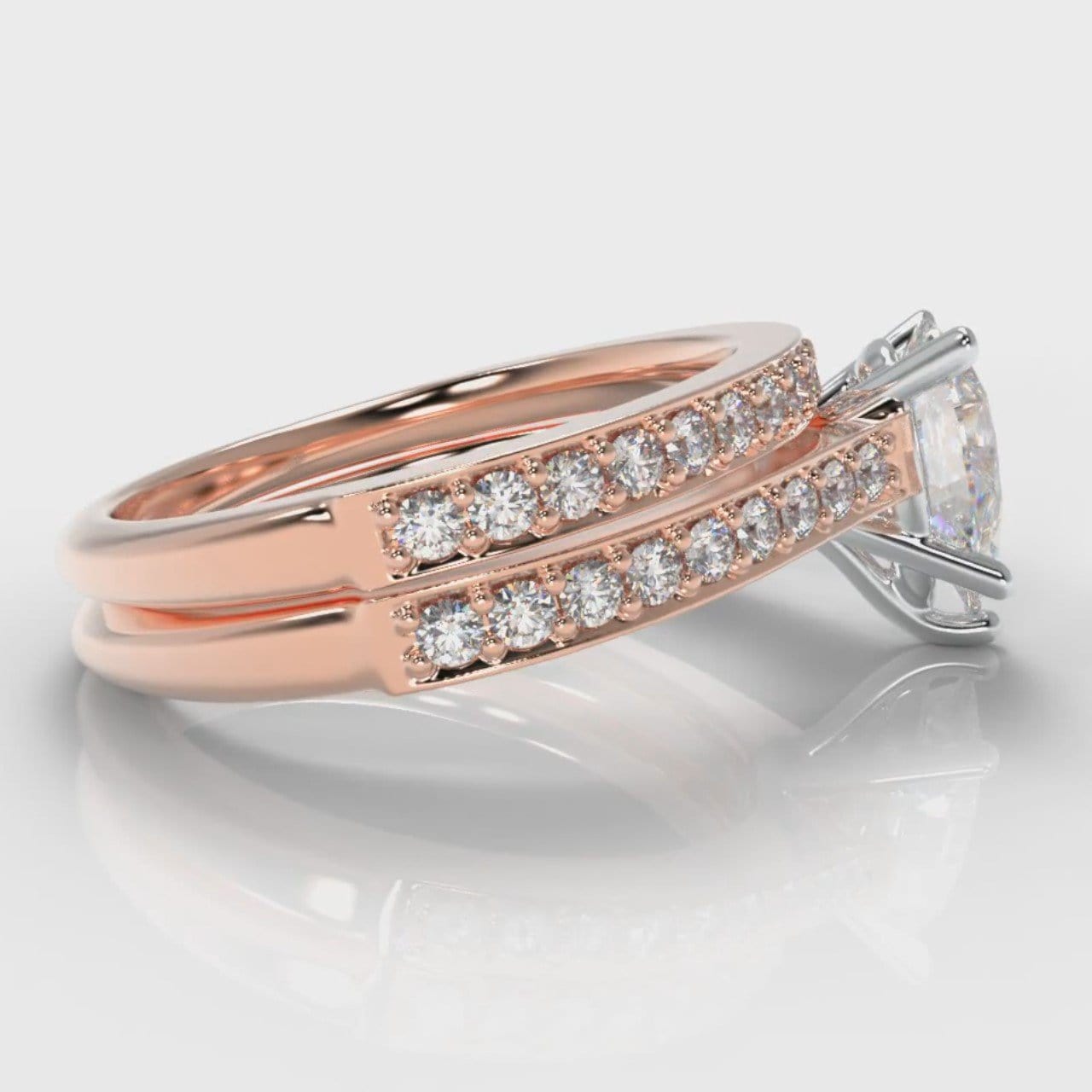 Pavé Pear Diamond Bridal Set - Rose Gold