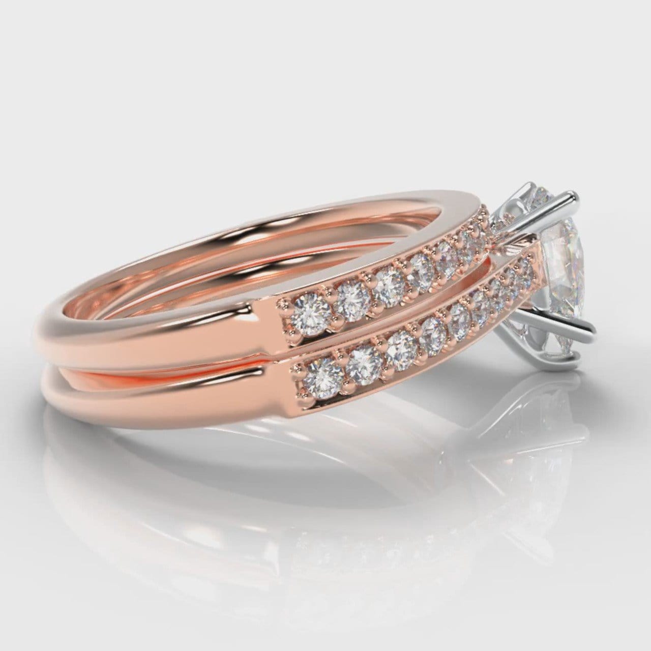 Pavé Pear Diamond Bridal Set - Rose Gold