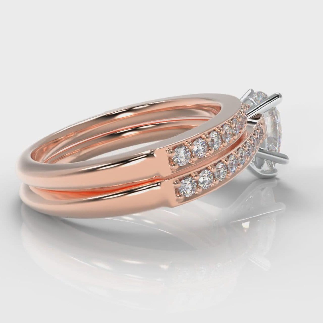 Pavé Pear Diamond Bridal Set - Rose Gold