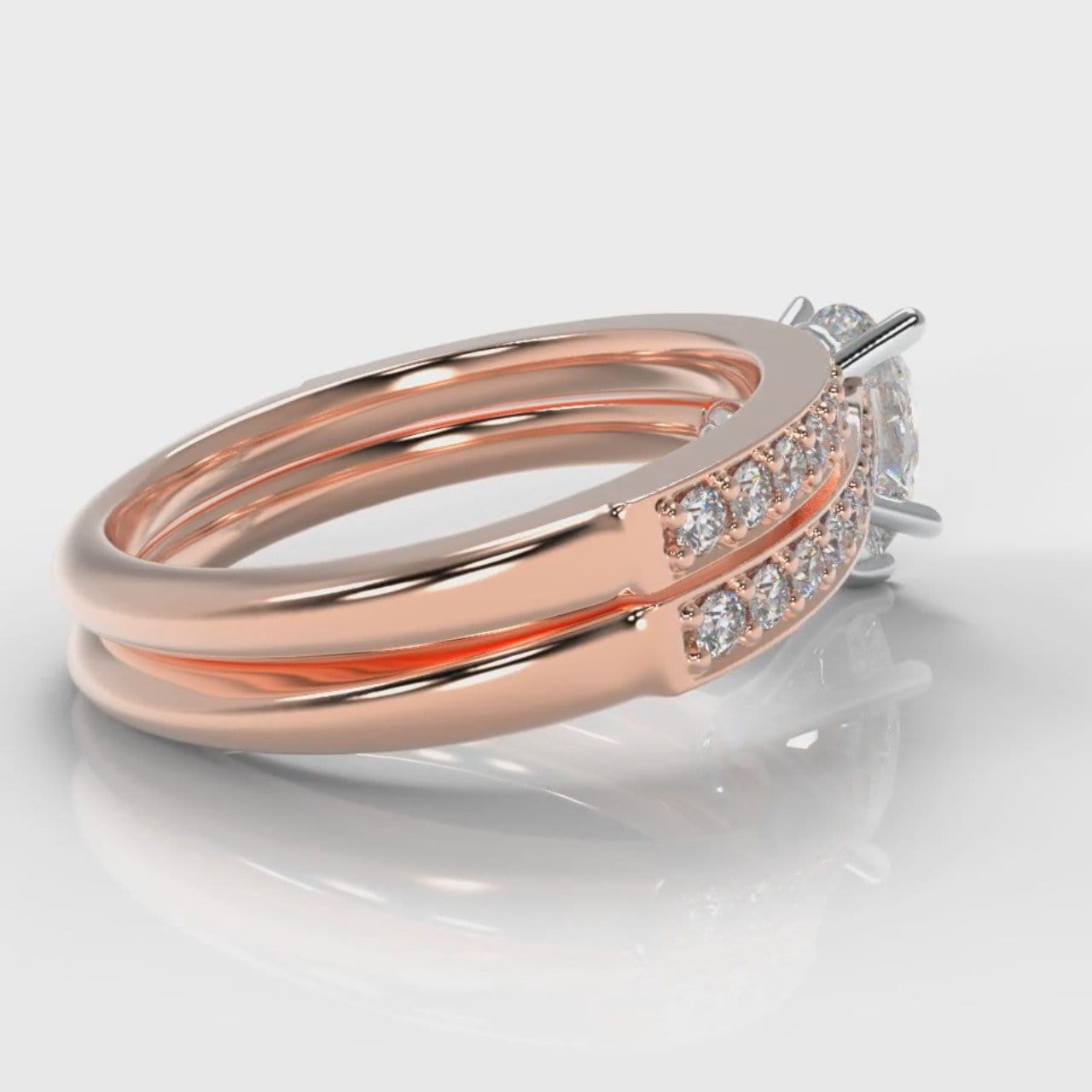 Pavé Pear Diamond Bridal Set - Rose Gold