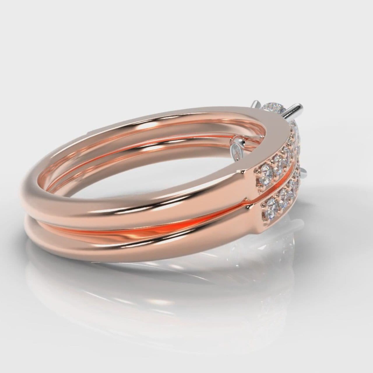 Pavé Pear Diamond Bridal Set - Rose Gold