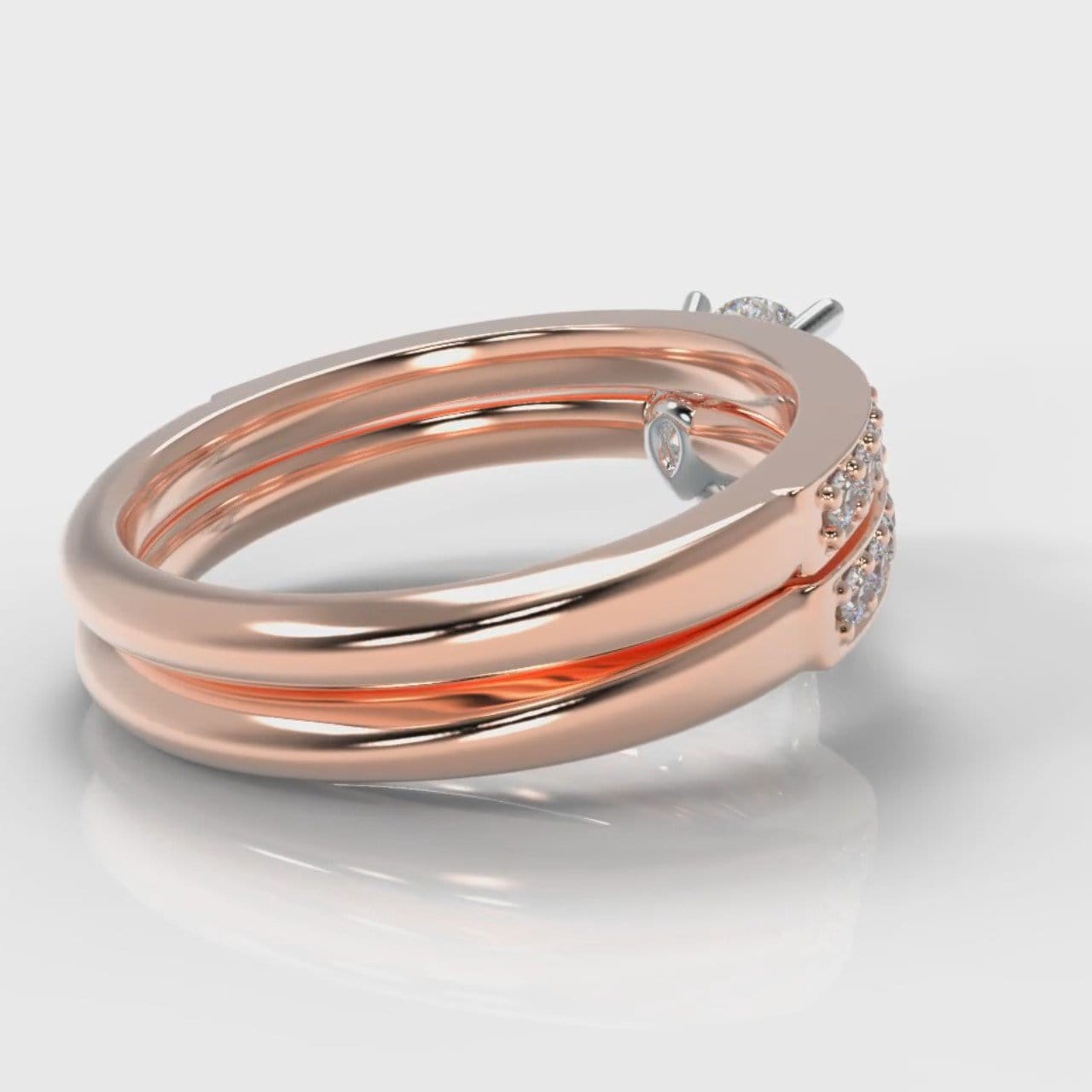 Pavé Pear Diamond Bridal Set - Rose Gold