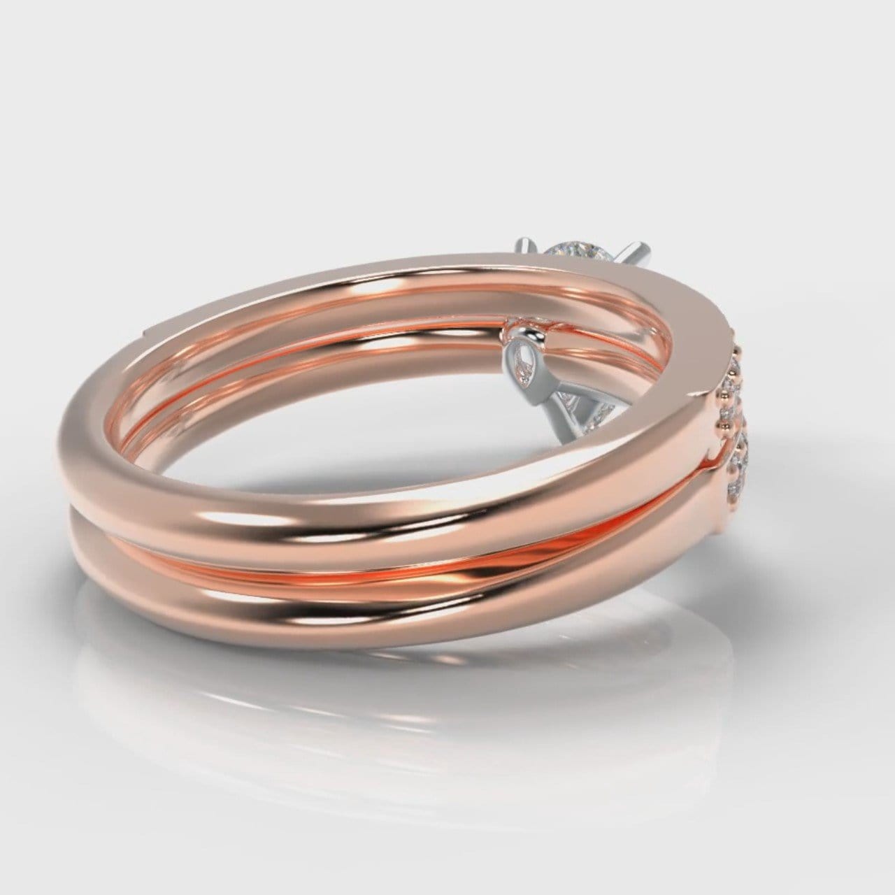 Pavé Pear Diamond Bridal Set - Rose Gold