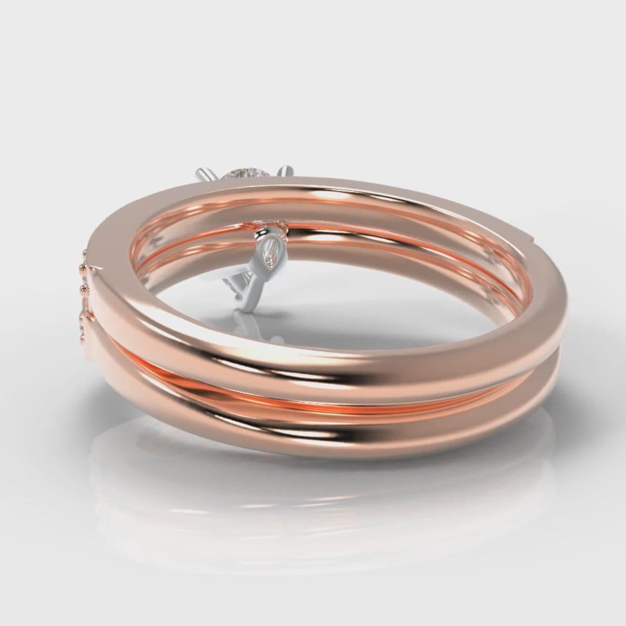 Pavé Pear Diamond Bridal Set - Rose Gold