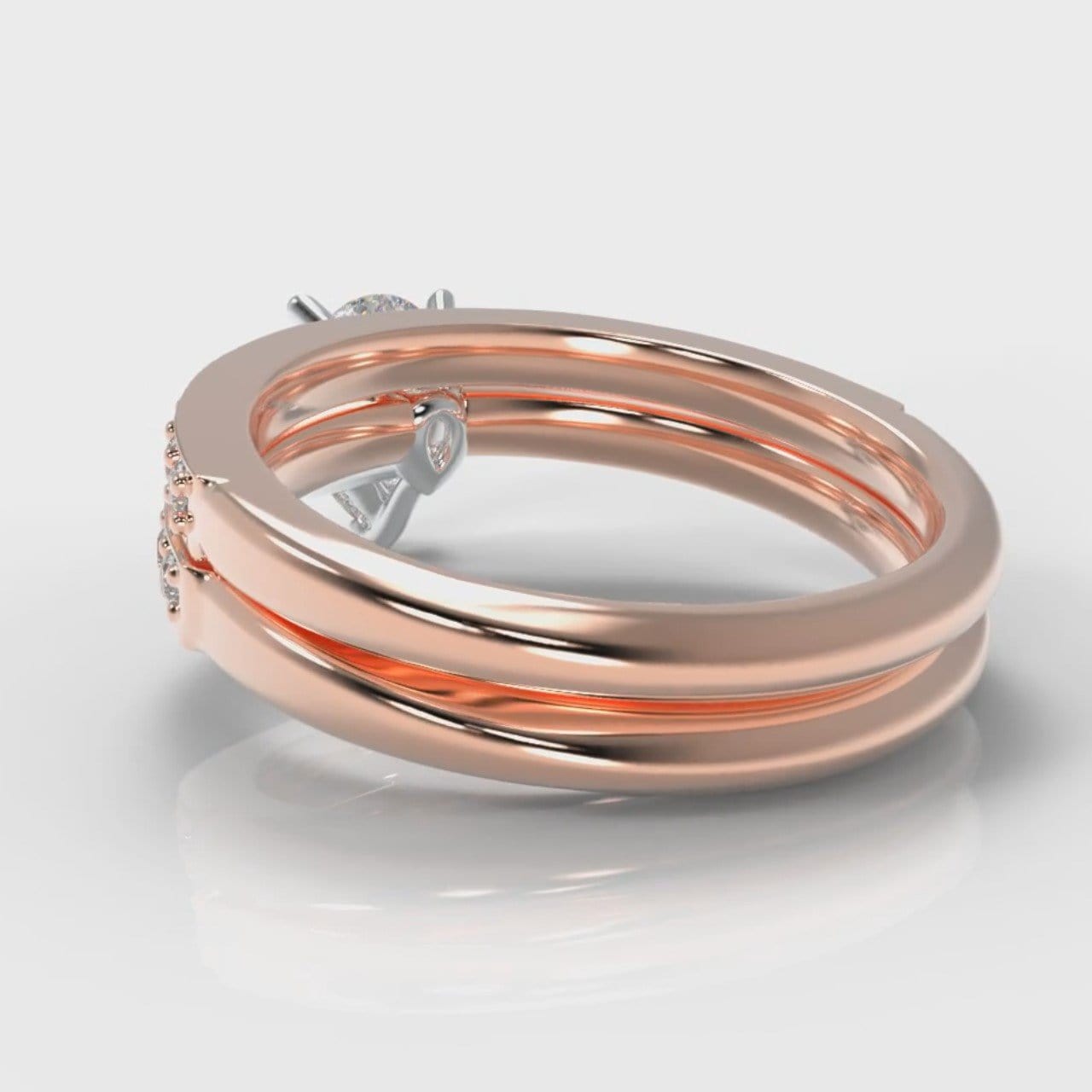 Pavé Pear Diamond Bridal Set - Rose Gold
