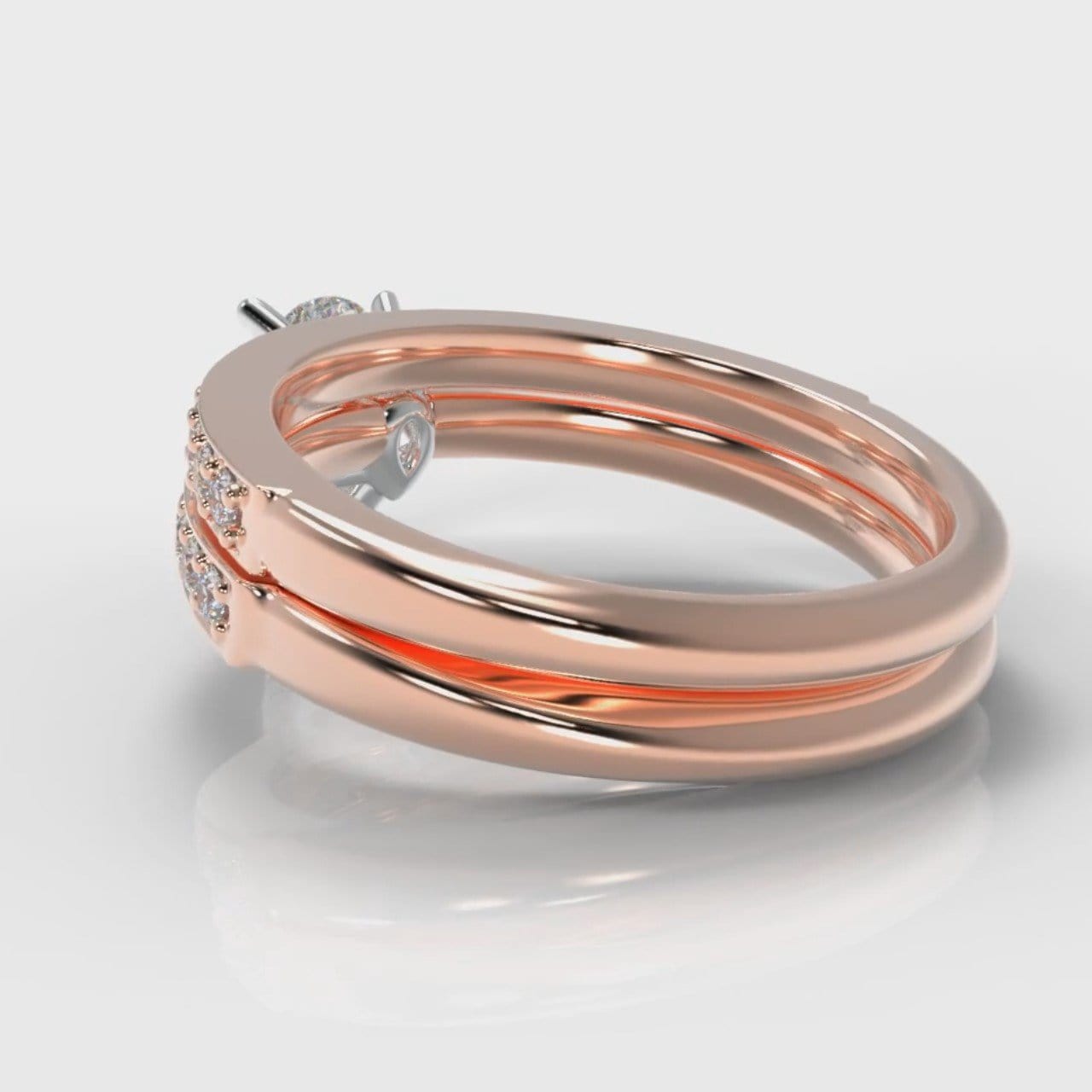 Pavé Pear Diamond Bridal Set - Rose Gold