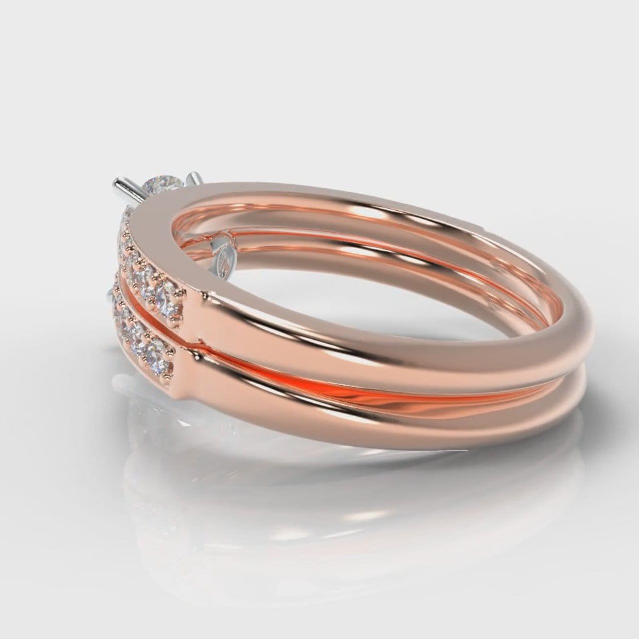 Pavé Pear Diamond Bridal Set - Rose Gold