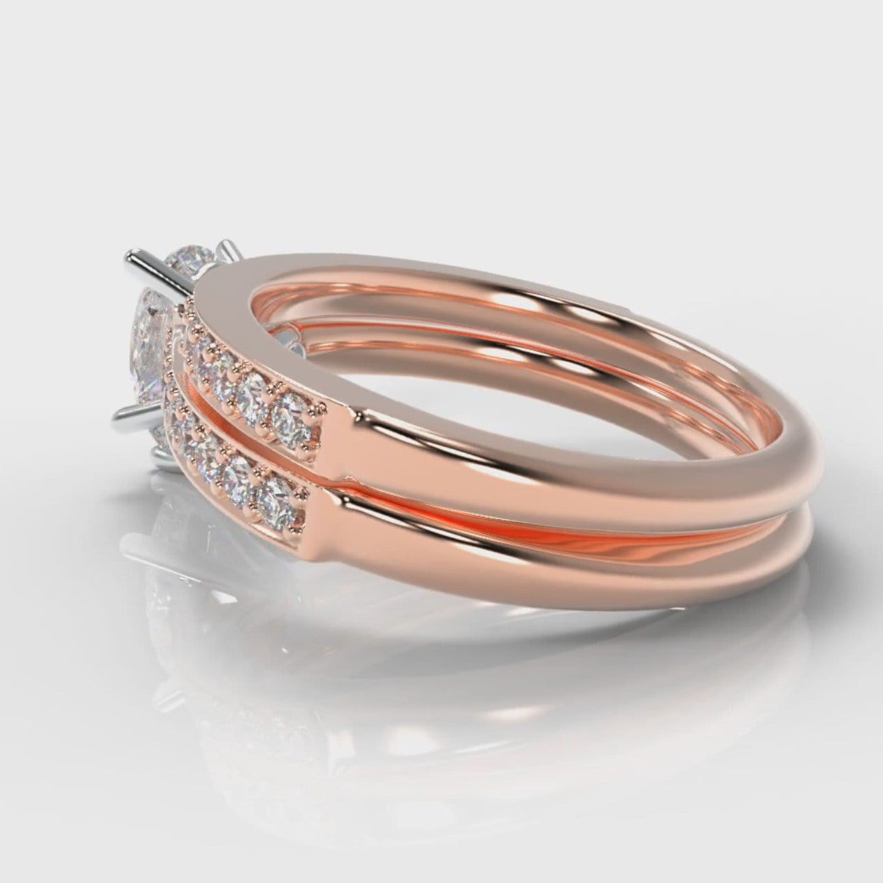 Pavé Pear Diamond Bridal Set - Rose Gold