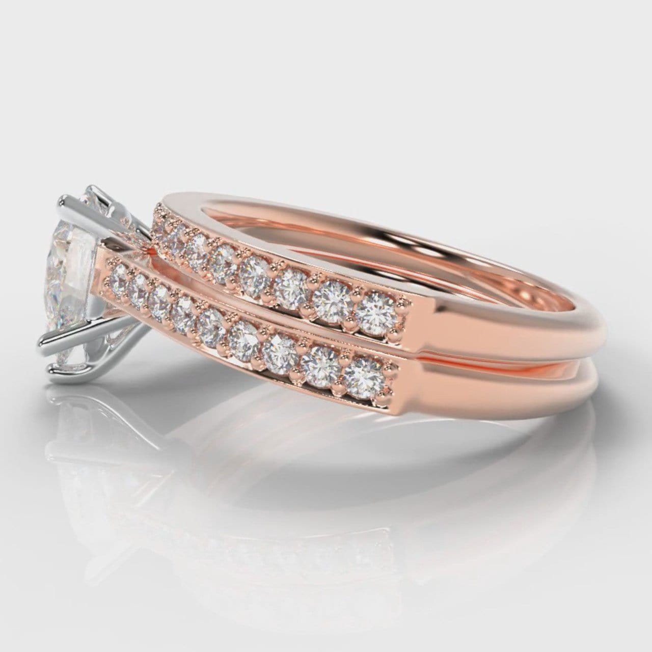 Pavé Pear Diamond Bridal Set - Rose Gold