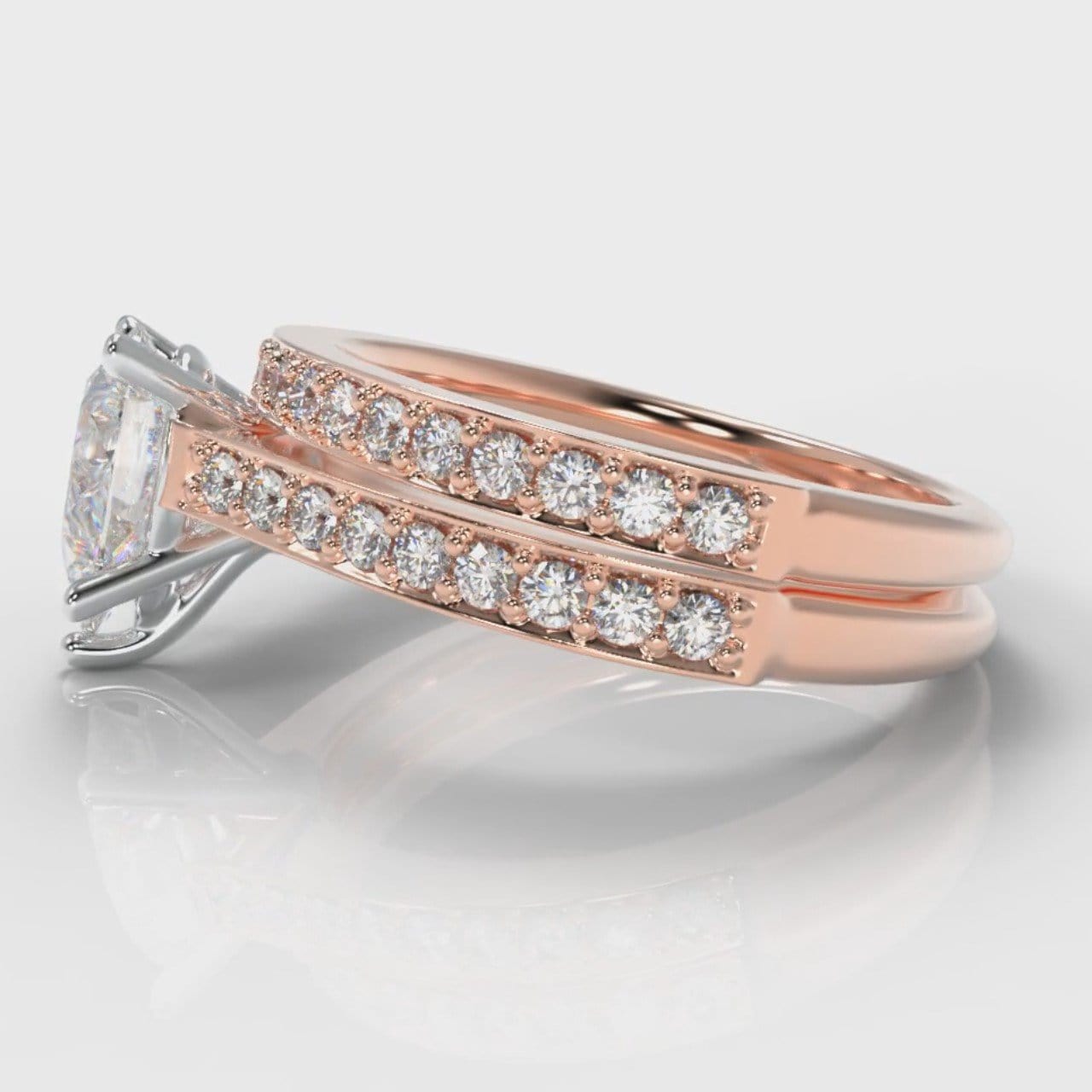 Pavé Pear Diamond Bridal Set - Rose Gold