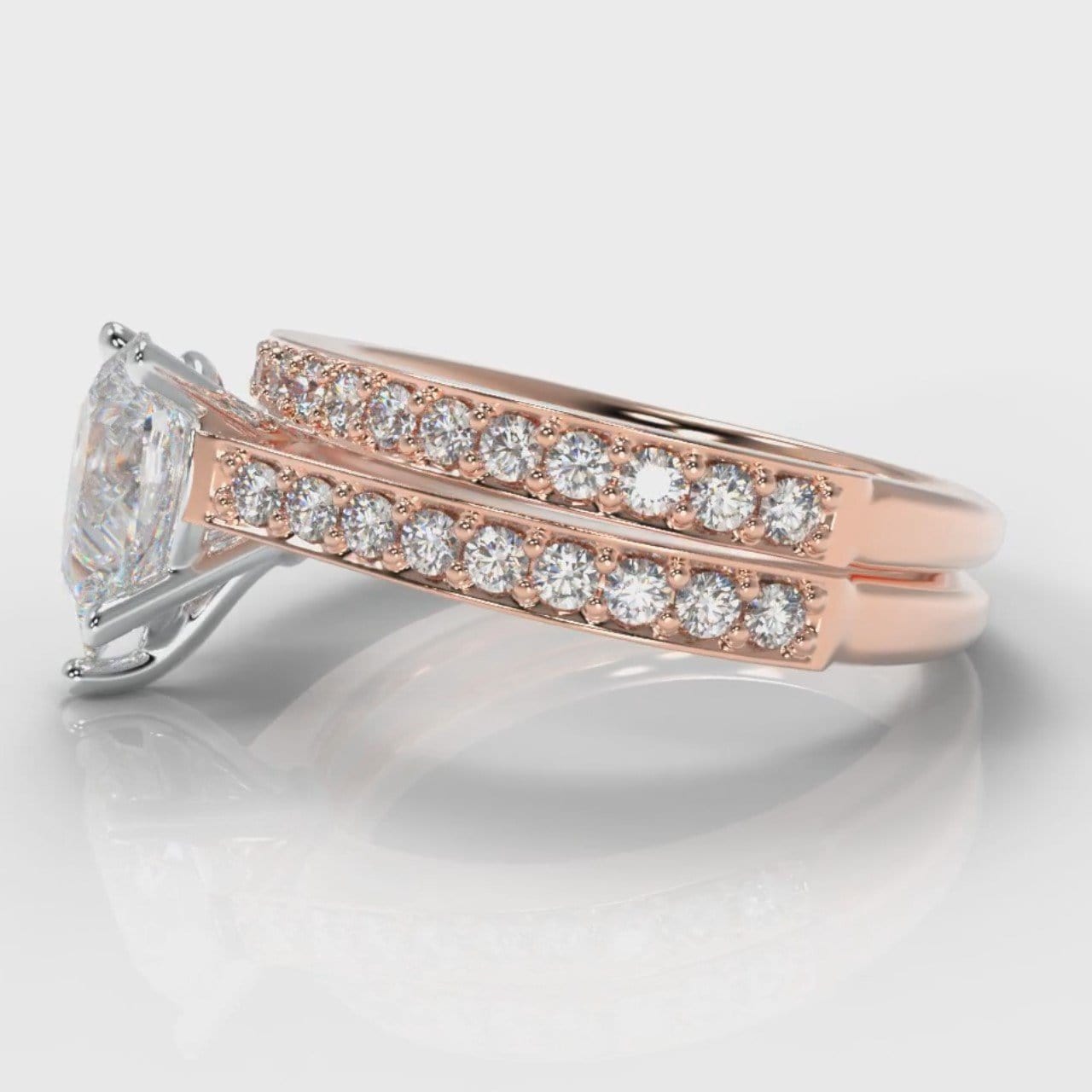 Pavé Pear Diamond Bridal Set - Rose Gold