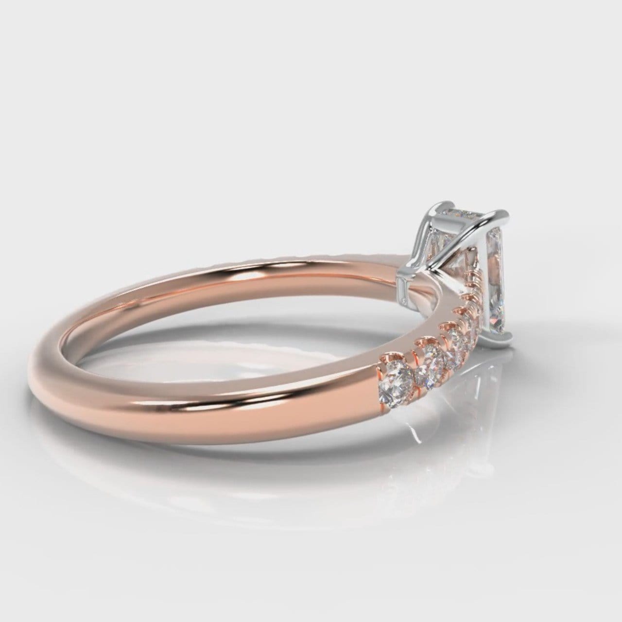 Carrée Micropavé Radiant Cut Diamond Engagement Ring - Rose Gold