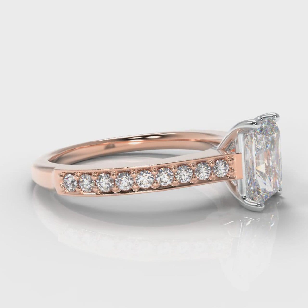 Pavé Radiant Cut Diamond Engagement Ring - Rose Gold
