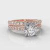 Carrée Micropavé Round Brilliant Bridal Set - Rose Gold