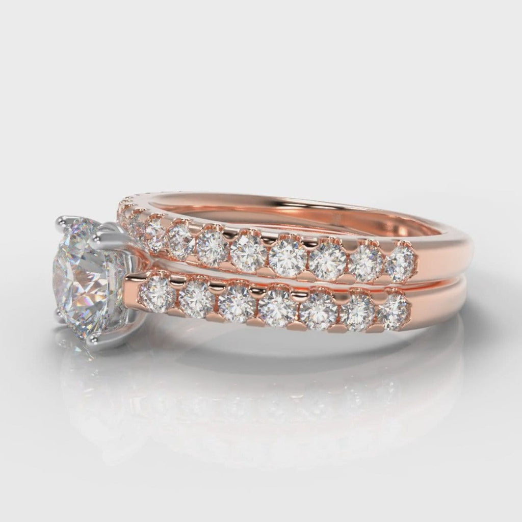 Carrée Micropavé Round Brilliant Bridal Set - Rose Gold