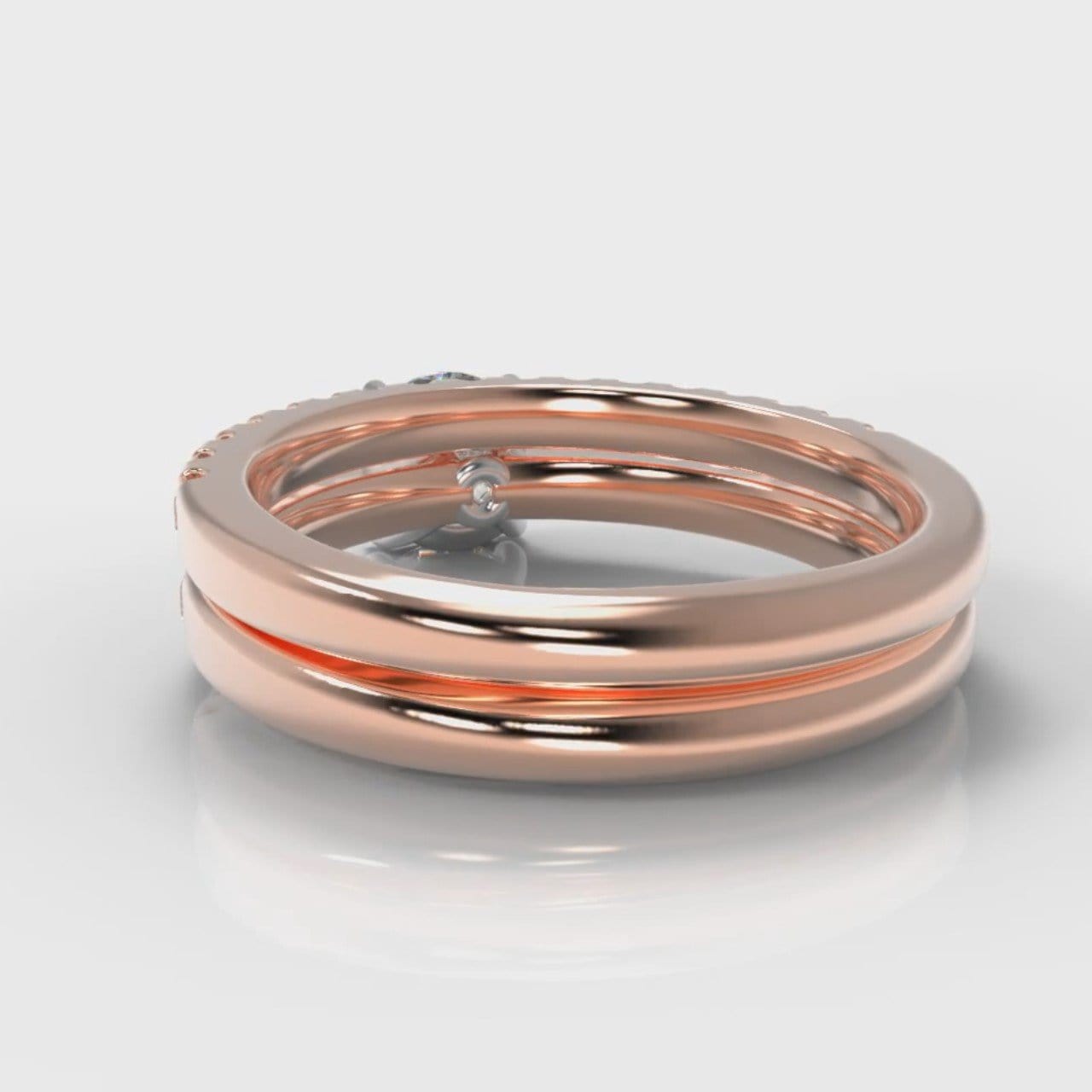 Carrée Micropavé Round Brilliant Bridal Set - Rose Gold