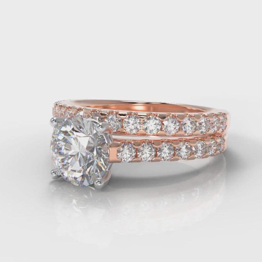 Carrée Micropavé Round Brilliant Bridal Set - Rose Gold