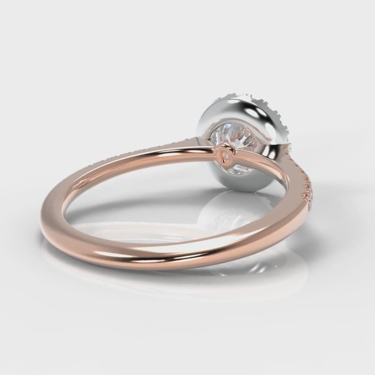 Petite Micropavé Round Brilliant Cut Diamond Halo Engagement Ring - Two Tone Rose Gold