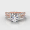 Carrée Micropavé Round Brilliant Bridal Set - Rose Gold