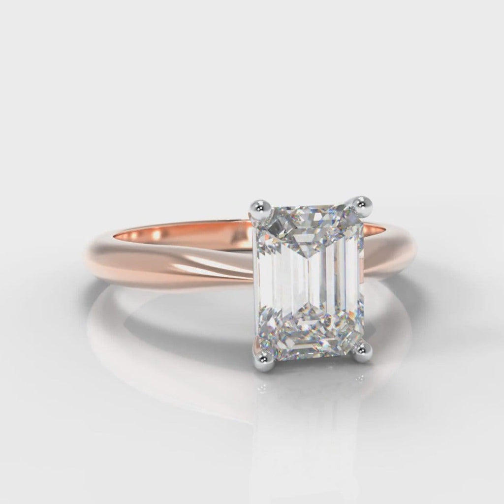 Carrée Solitaire Emerald Cut Diamond Engagement Ring - Rose Gold