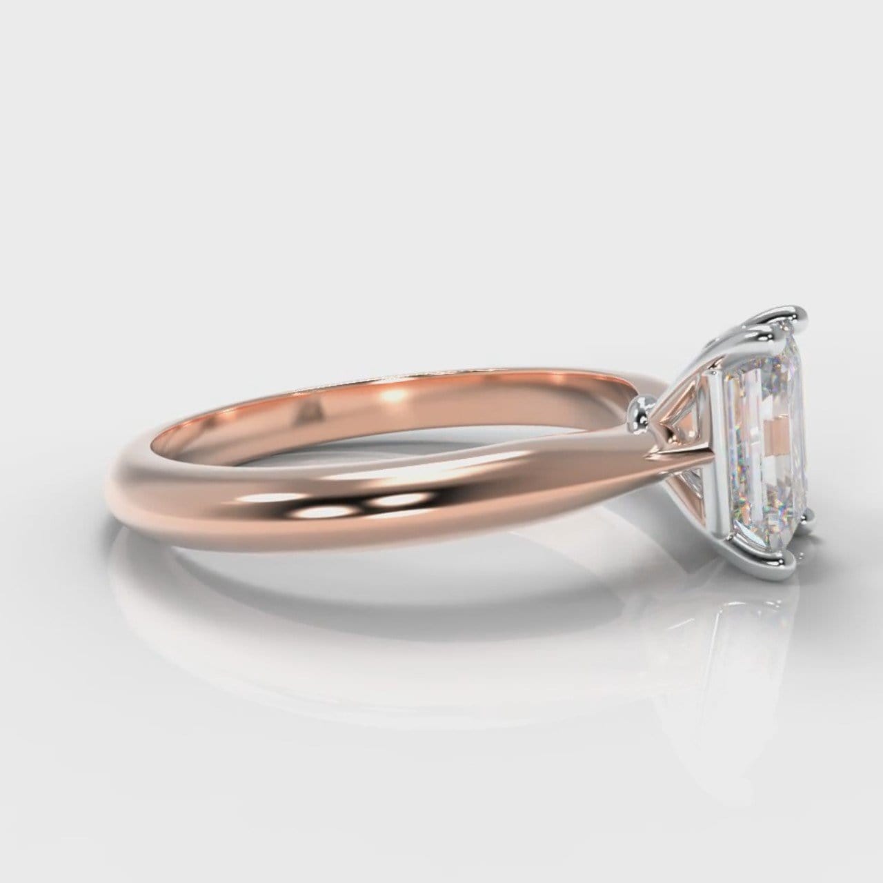 Carrée Solitaire Emerald Cut Diamond Engagement Ring - Rose Gold