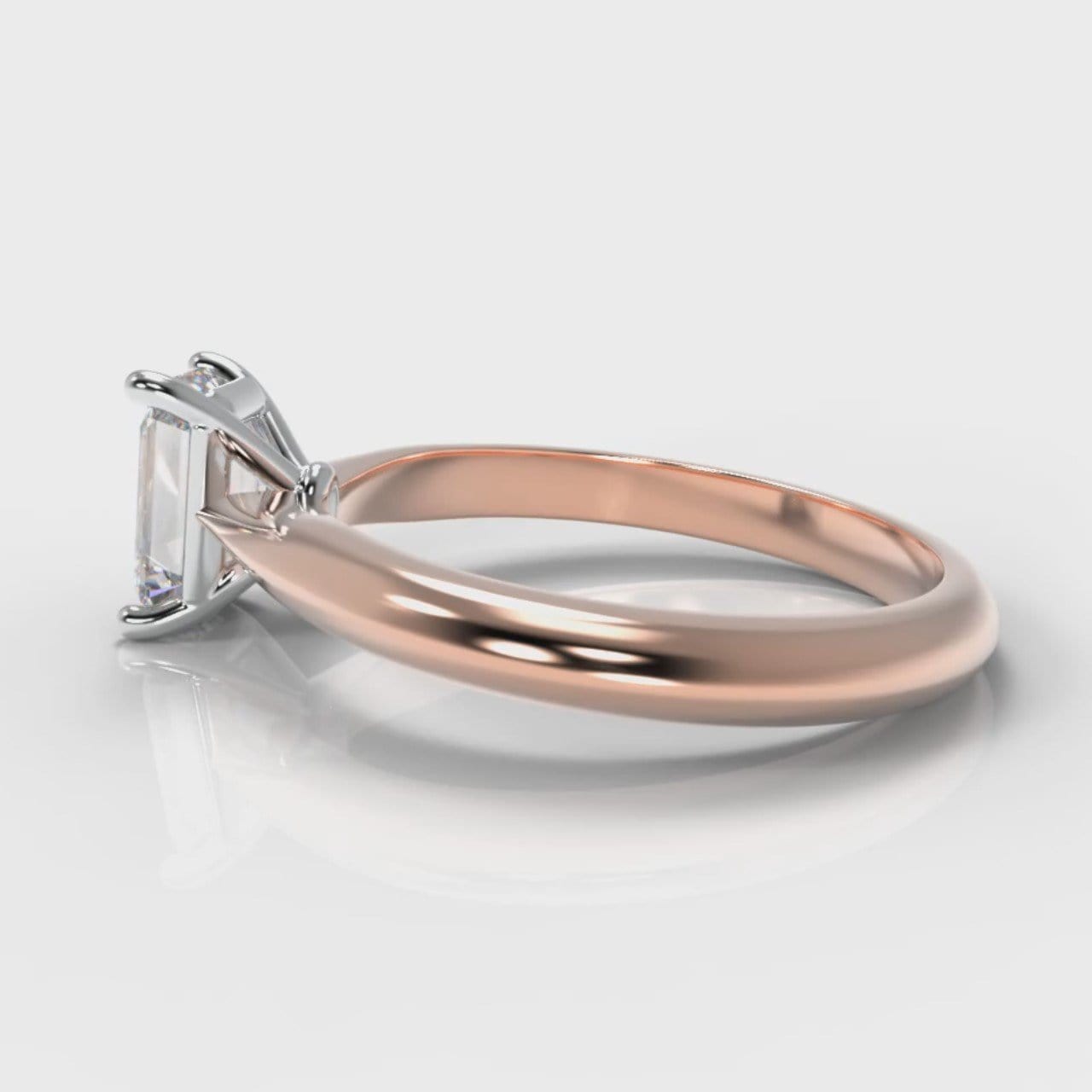 Carrée Solitaire Emerald Cut Diamond Engagement Ring - Rose Gold