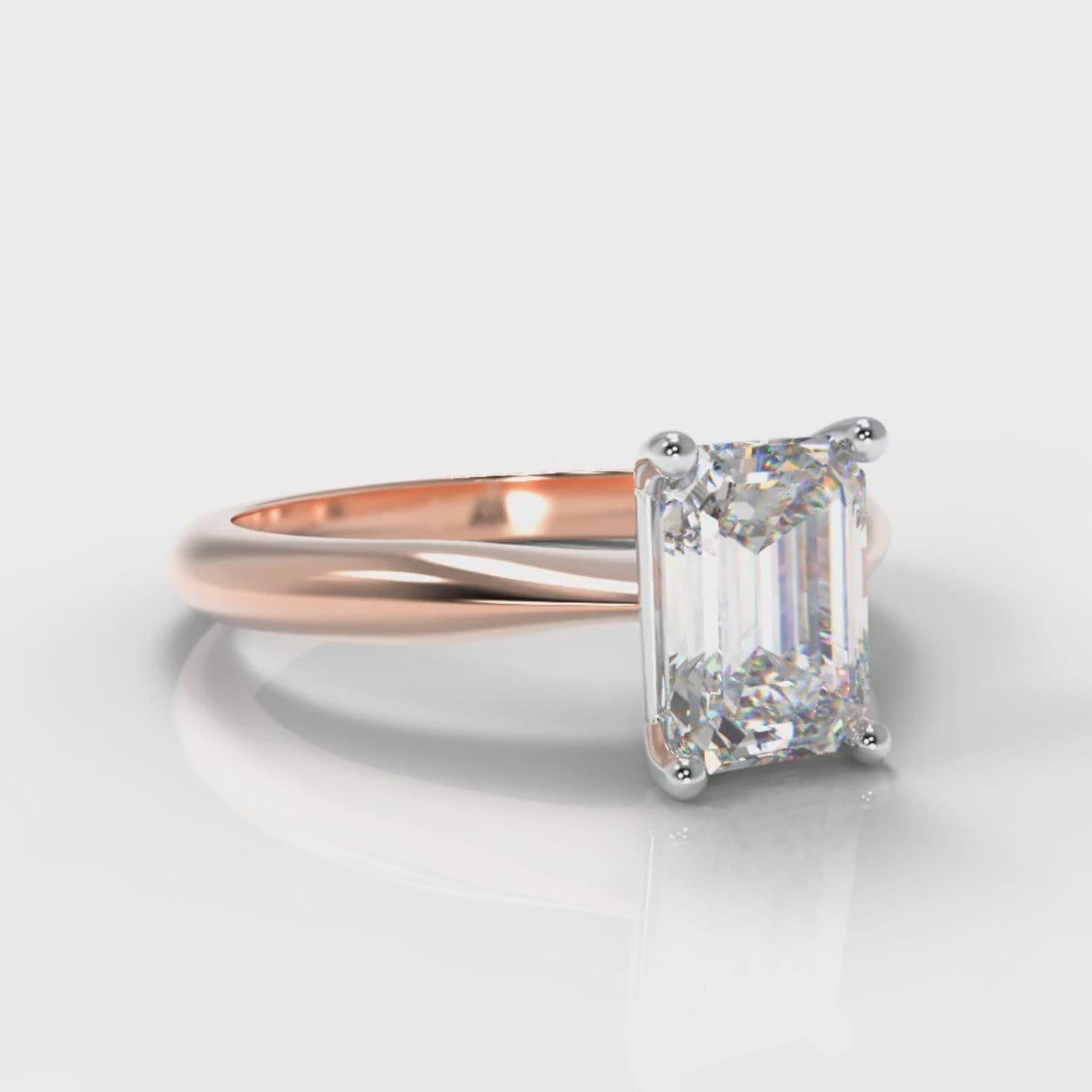 Carrée Solitaire Emerald Cut Diamond Engagement Ring - Rose Gold