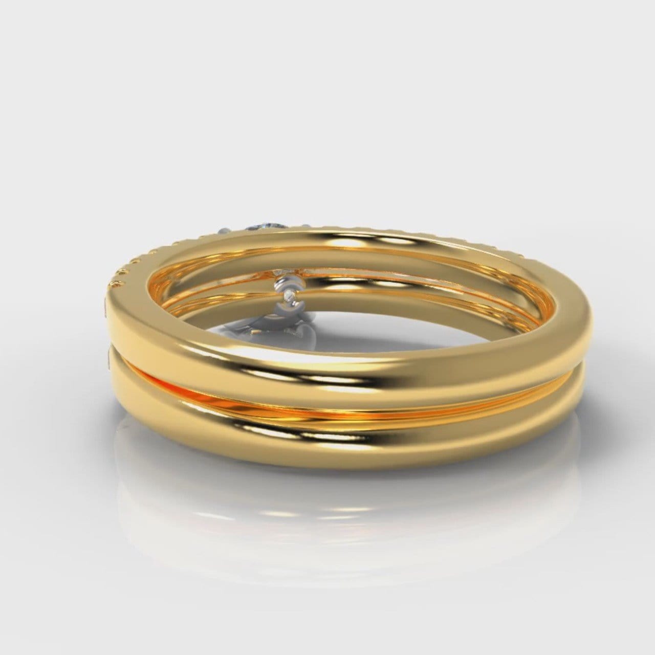 Carrée Micropavé Round Brilliant Bridal Set - Yellow Gold