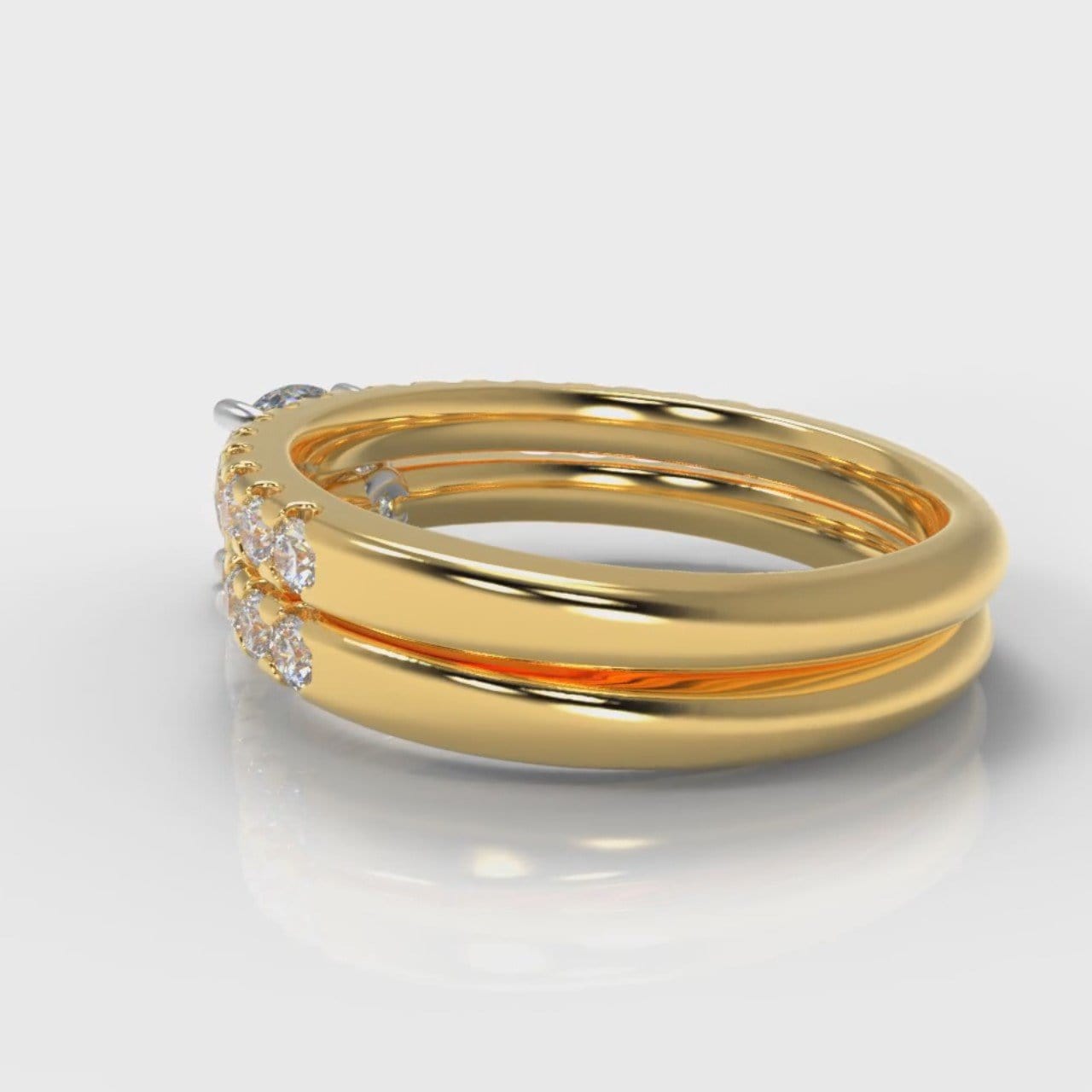 Carrée Micropavé Round Brilliant Bridal Set - Yellow Gold