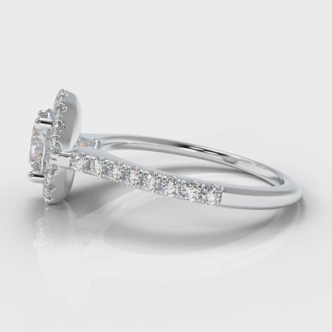 Petite Micropavé Round Brilliant Cut Diamond Halo Engagement Ring