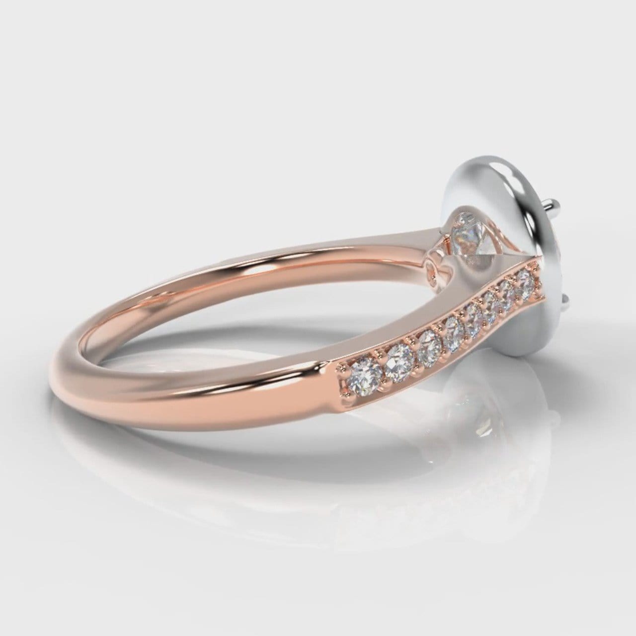 Pavé Round Brilliant Diamond Halo Engagement Ring - Two Tone Rose Gold