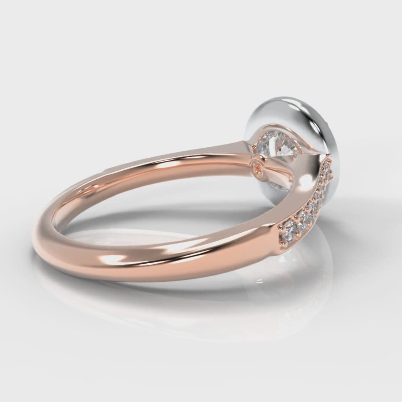 Pavé Round Brilliant Diamond Halo Engagement Ring - Two Tone Rose Gold