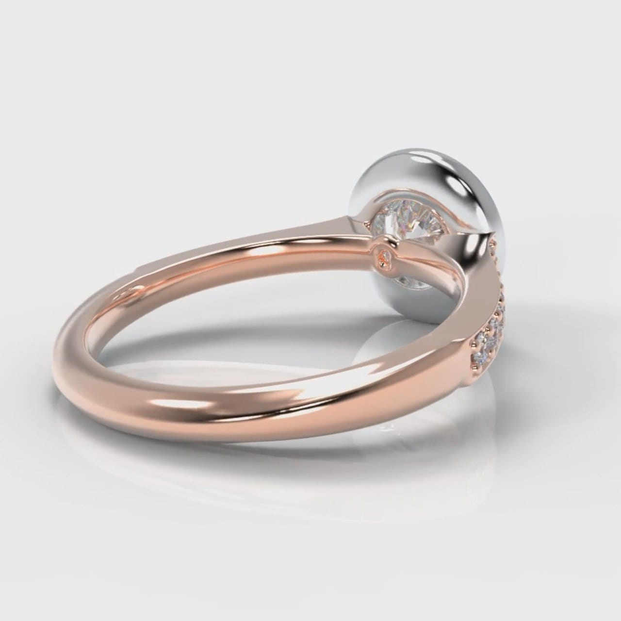 Pavé Round Brilliant Diamond Halo Engagement Ring - Two Tone Rose Gold
