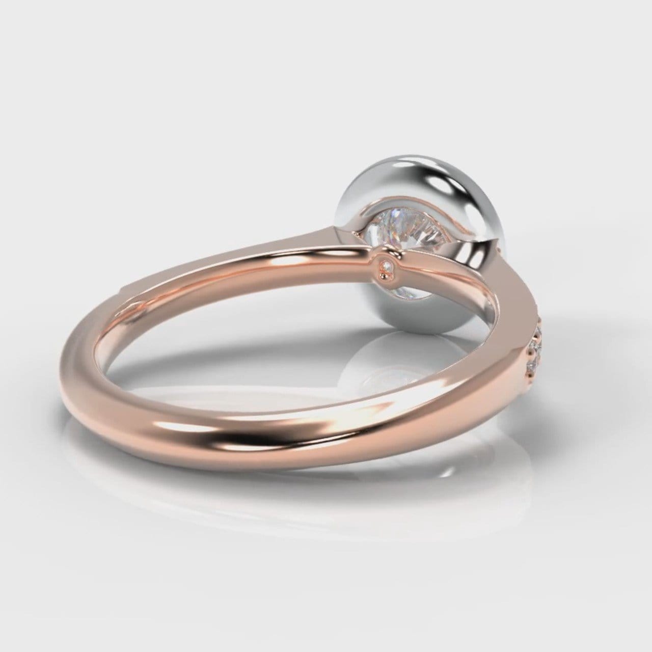 Pavé Round Brilliant Diamond Halo Engagement Ring - Two Tone Rose Gold