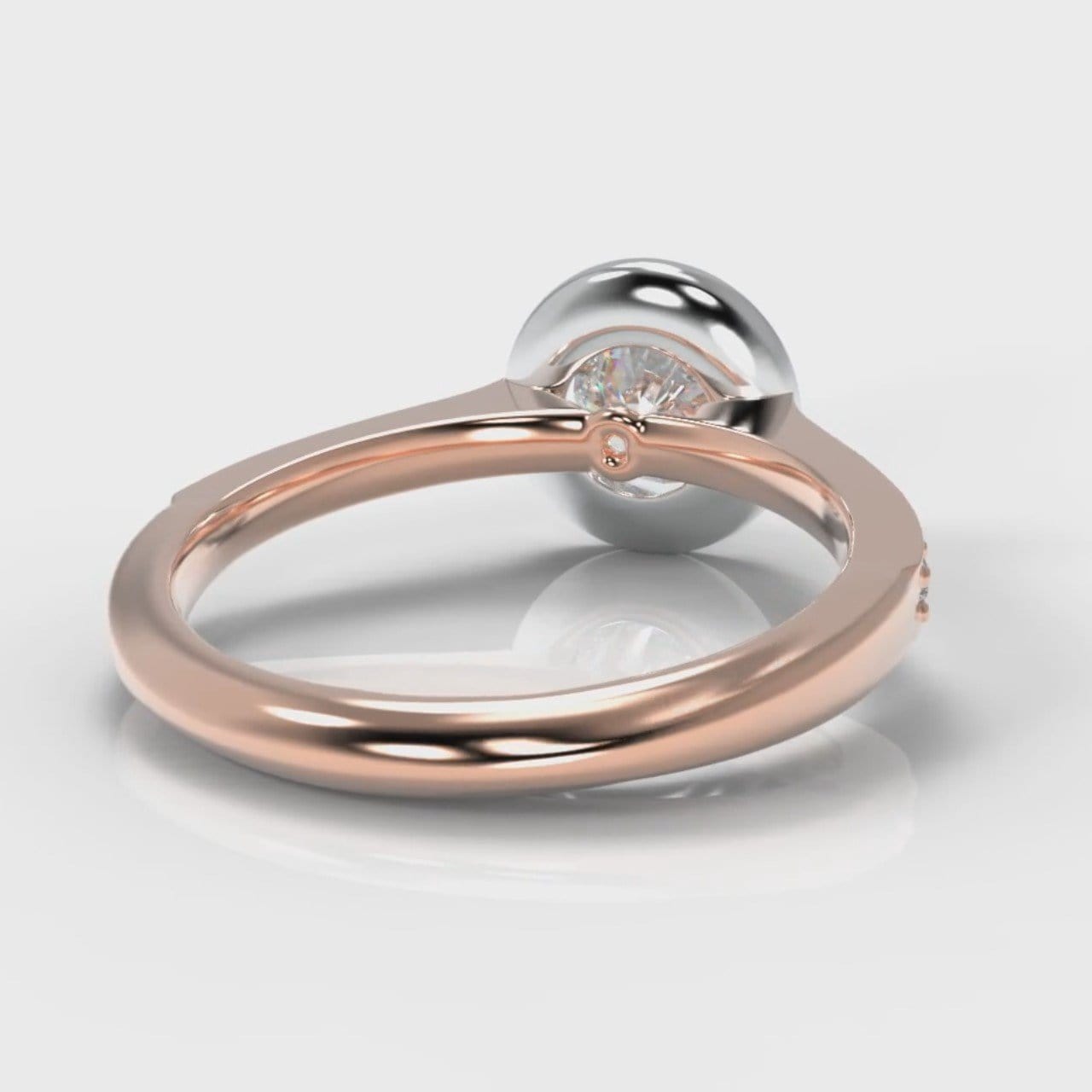 Pavé Round Brilliant Diamond Halo Engagement Ring - Two Tone Rose Gold