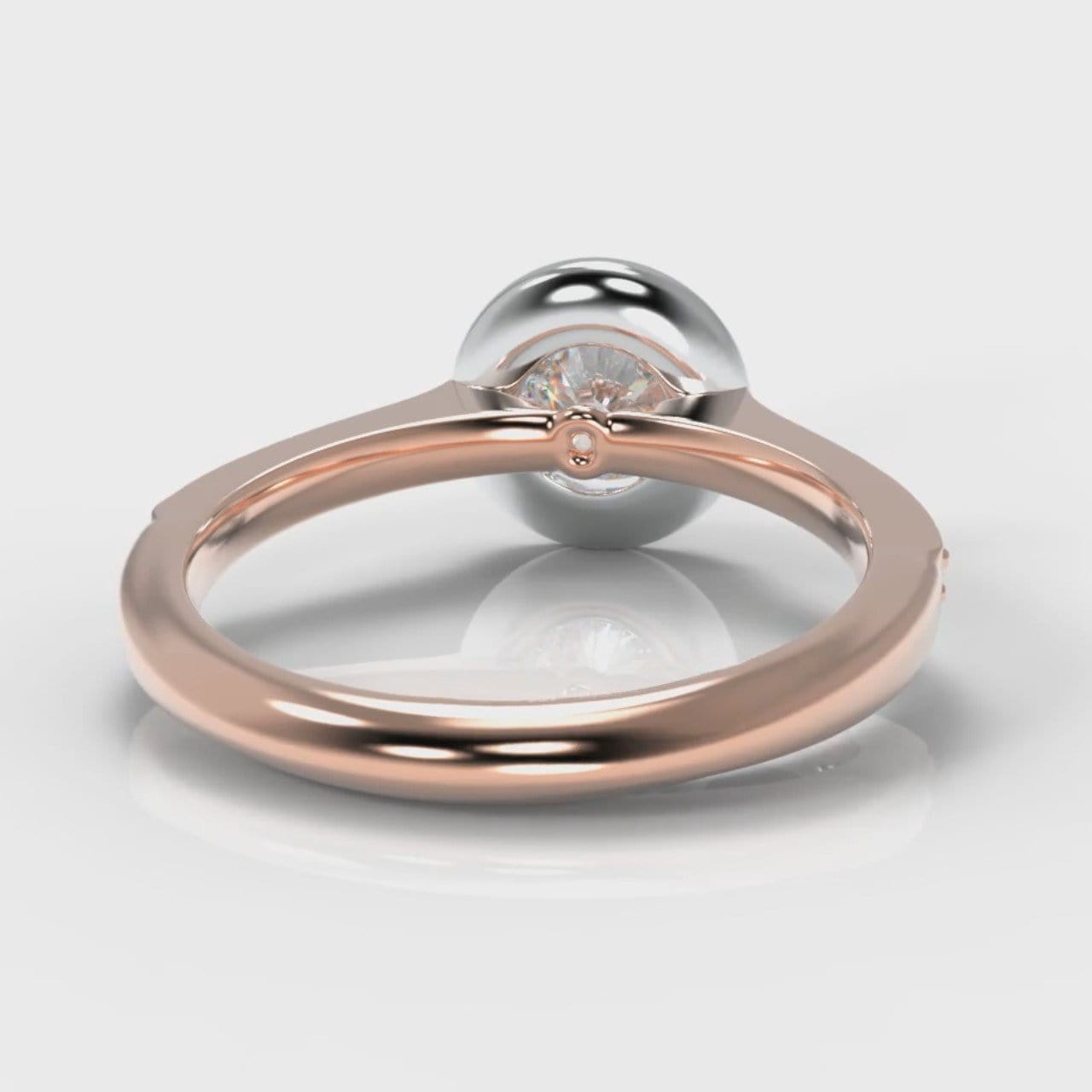 Pavé Round Brilliant Diamond Halo Engagement Ring - Two Tone Rose Gold
