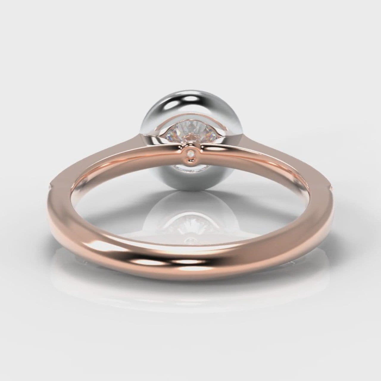 Pavé Round Brilliant Diamond Halo Engagement Ring - Two Tone Rose Gold